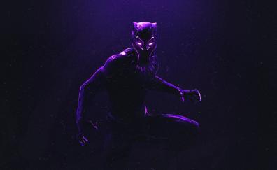 Black panther, dark, glowing suit, art