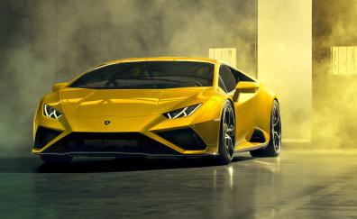 Yellow, luxurious car, Lamborghini Huracan EVO
