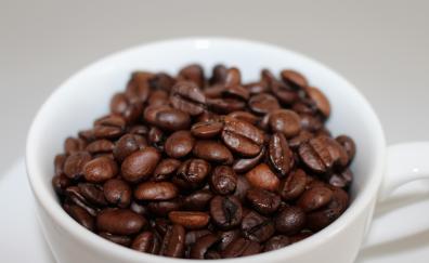 Roasted, coffee beans, cup
