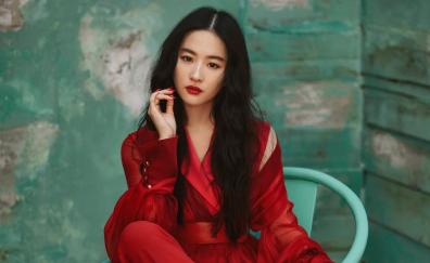 Red Dress, Yifei Liu, beautiful actress, 2020