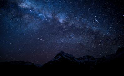 Starry sky, night, mountains, nature