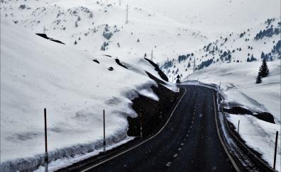 Winter, landscape, road, highway