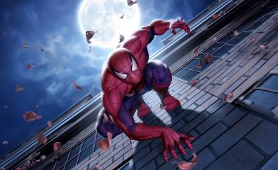 Spider-man, leaning to wall, fan art