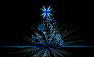 Christmas tree, stars, abstract, digital art