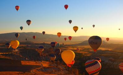 Hot air balloons, sky, festival
