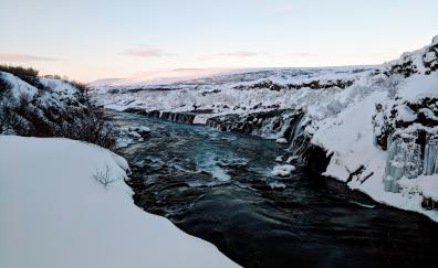 Iceland, cold river, landscape, nature