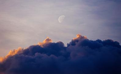 Blue clouds, blur moon, sky