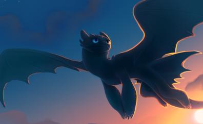 Toothless, movie, How to Train Your Dragon, 2019, artwork
