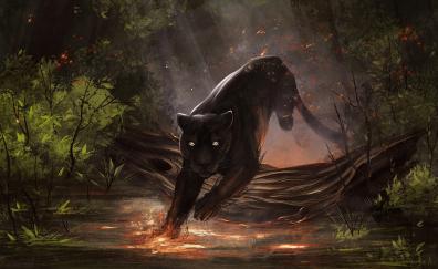 Black panther, fantasy, art