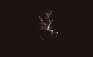 Smoke, hot, coffee cup, minimal