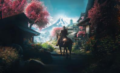 The witcher, come to town, horse ride