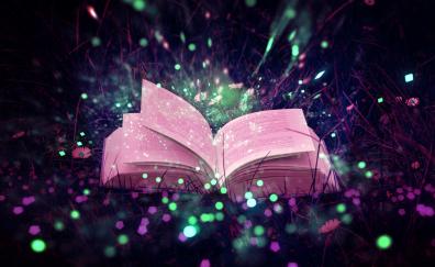 Book, magical lights, bokeh
