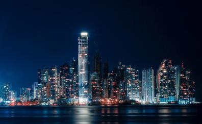 City at night, buildings, cityscape