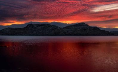Lake Mead, mountains, sunset, nature