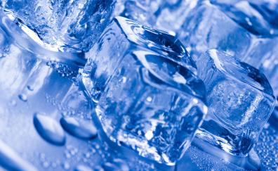Macro, blue ice cubes