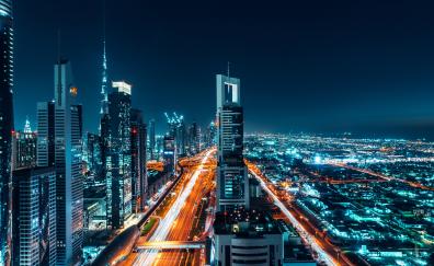 Dubai, city, buildings, cityscape, night