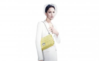 Jennifer Lawrence, Dior, yellow purse, photoshoot
