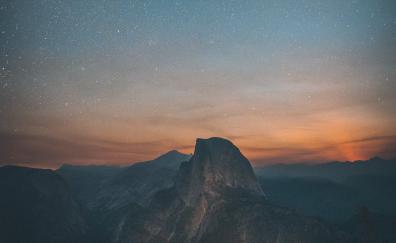 Half Dome, Yosemite Valley, starry night, sky