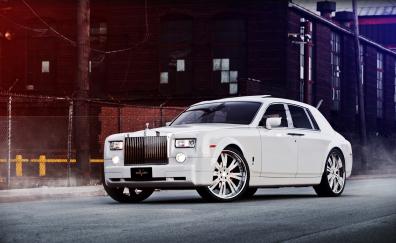 White, luxury car, Rolls-Royce