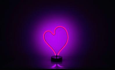 Love, heart, neon, purple light, minimal