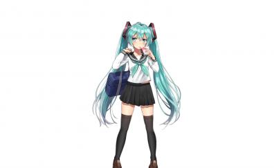 School uniform, anime girl, hatsune miku