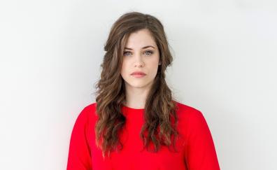 Brunette and pretty, red t-shirt, Jessica De Gouw