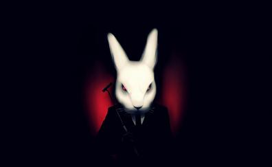Red eyes bunny, the agent, minimal & dark, art