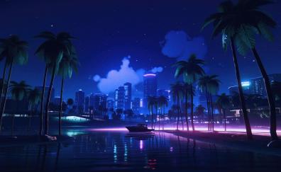 GTA VI, vice city game, coast, night