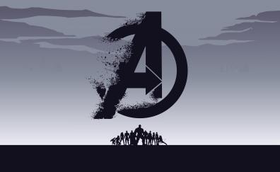 2019 movie, Avengers: Endgame, minimal, silhouette, art