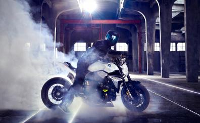 BMW concept roadster, motorcycle, smoke, bike