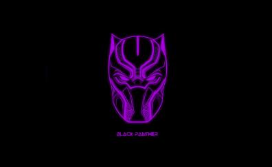 Black Panther, glowing mask, muzzle, art