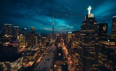 Toronto, cityscape, buildings, night