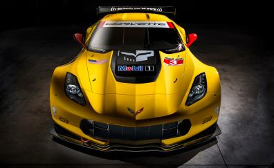 Chevrolet Corvette C7 R GT2, sports car, yellow