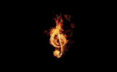 Fire, treble clef, music