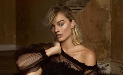 Beautiful, celebrity, Margot Robbie, black dress, 2019