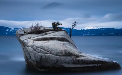 Rock, lake, nature