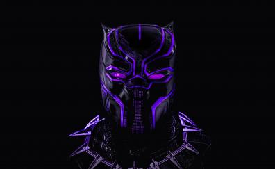 Black panther, superhero, dark, glowing mask