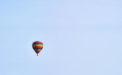Blue sky, hot air balloon, minimal, mountains