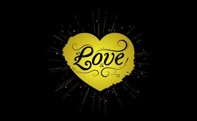 Love, yellow heart, dark