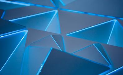 Blue, pyramids, triangles, abstract