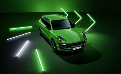Green car, Porsche Macan, 2021