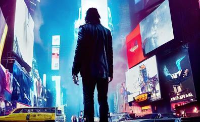 Cyberpunk 2077, new york times square, john wick, fan art