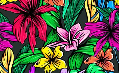 Abstract, colorful, flowers, digital art