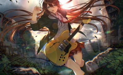 Guitar play, anime girl