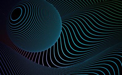 3D Dimensional sphere, lines, curves, abstract