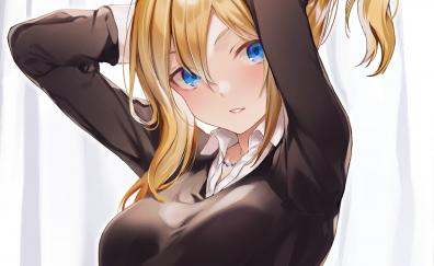 Anime girl, blue eyes, blonde, original