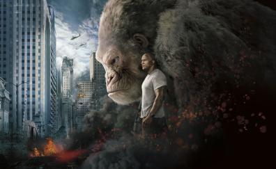 Rampage, 2018 movie, gorilla, poster