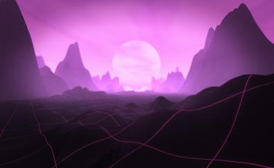 Violet-dark digital art, vaporwave