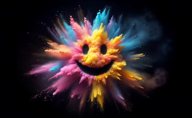 Blast of color, smiley, colorful