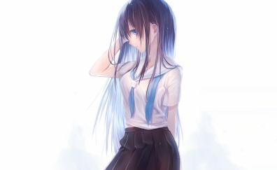 School dress, anime girl, long hair, cute, art